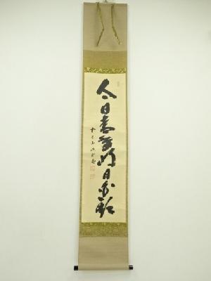 前大徳　藤井誡堂筆　「今日春年明日白於」一行書　肉筆紙本掛軸（共箱）